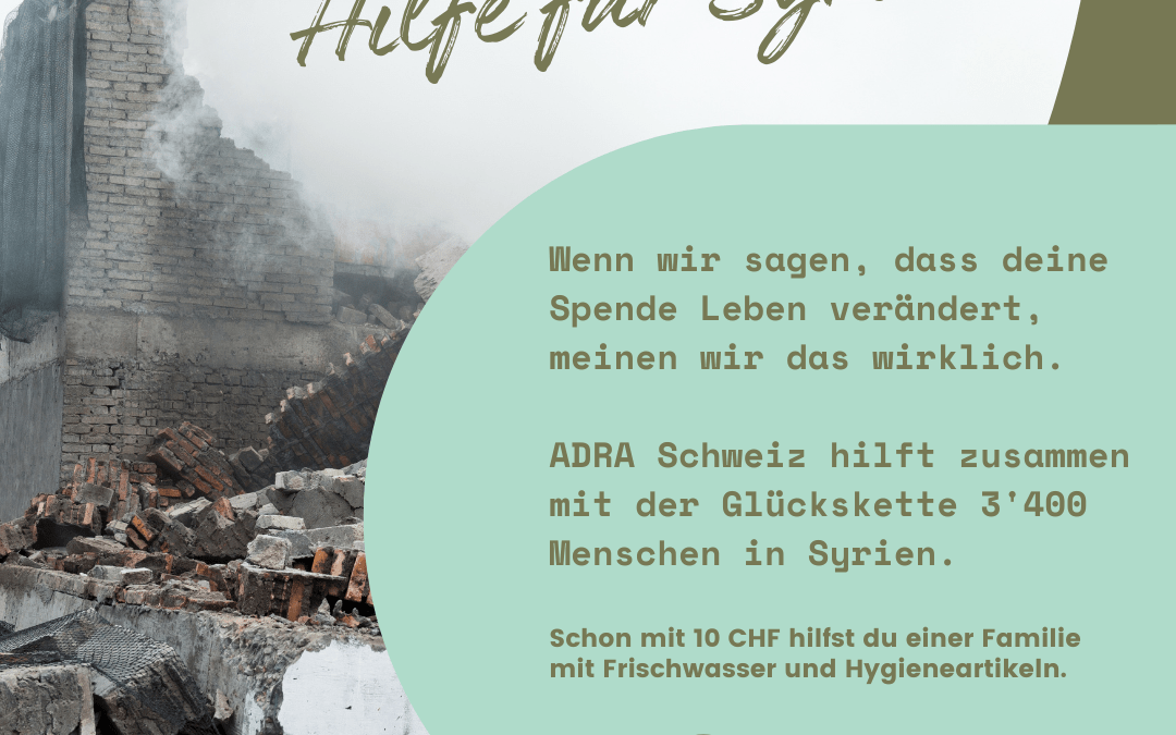 Syrien: ADRA und Glückskette helfen